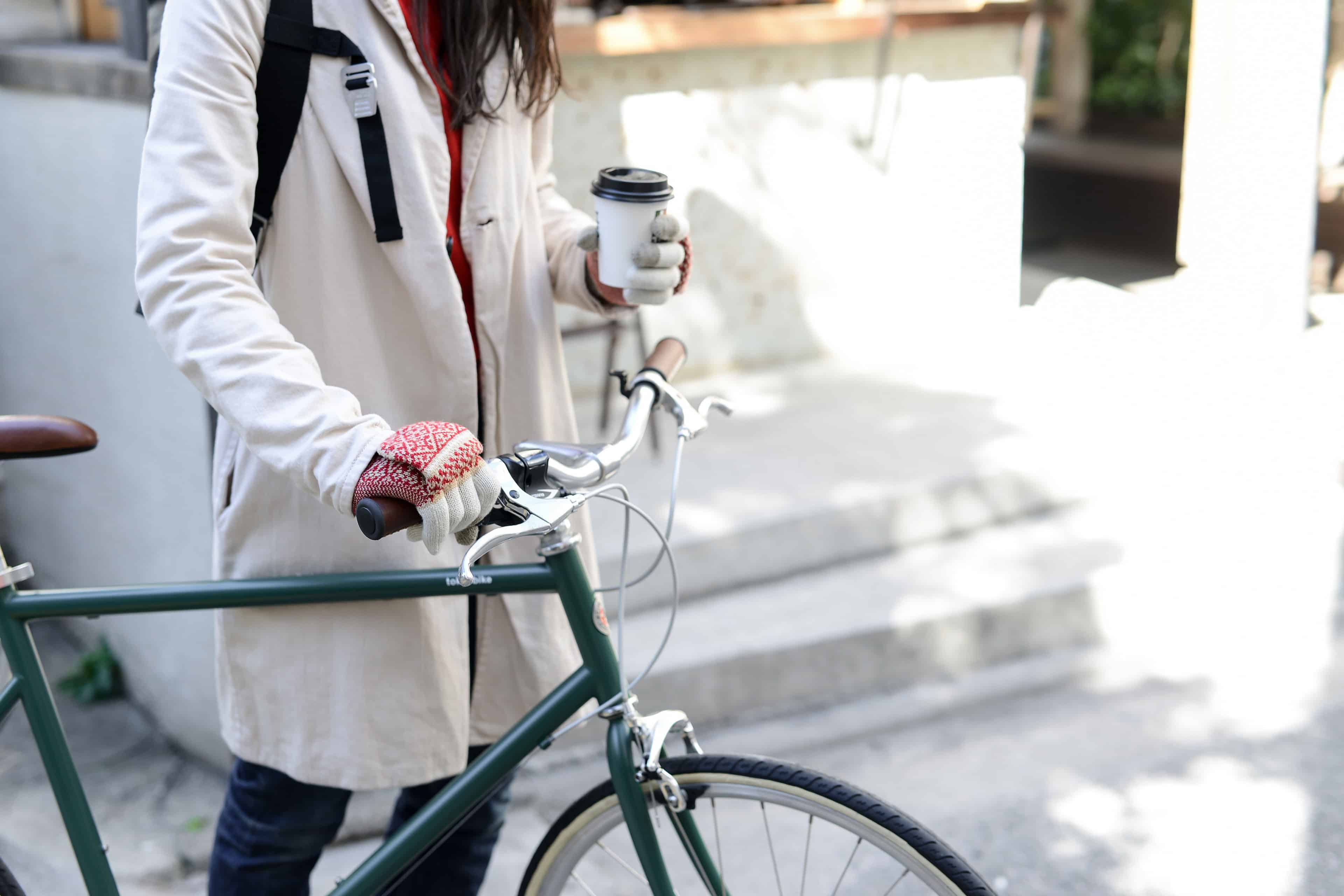 evolg tokyobikeのオリジナル手袋 アイボリー 冬 自転車　手袋　スマホ対応